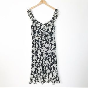LOFT Black & White Floral Summer Dress - 10